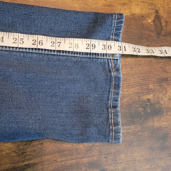 Earl Jeans Womens 10 Straight Leg Embellished Button Flap Mid Rise Medium Wash - Picture 9 of 11